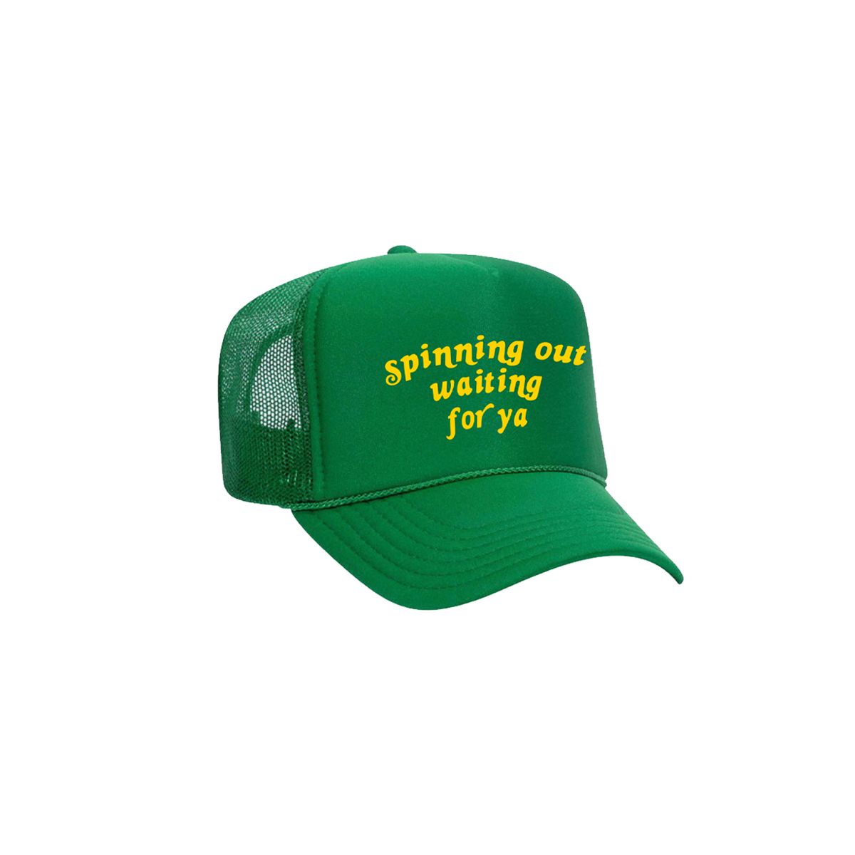 Spinning Out Waiting for ya Green Trucker Hat